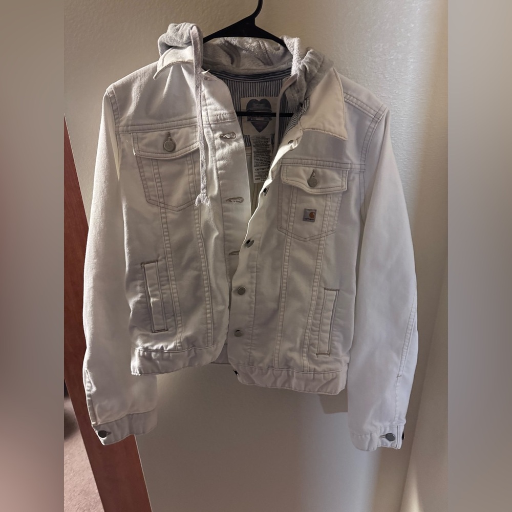 Women's White Hooded Denim Jacket